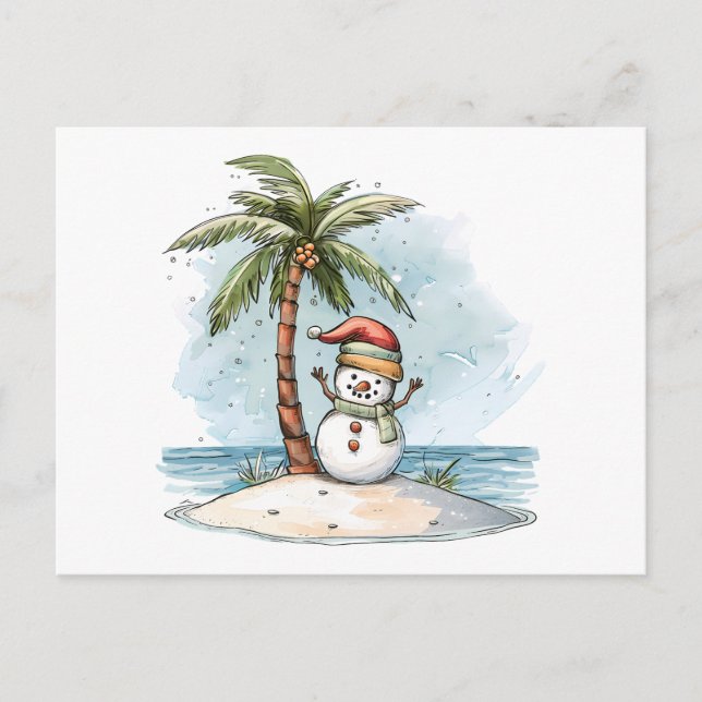 Christmas - Snowman with Christmas Hat tropical  Postcard (Front)