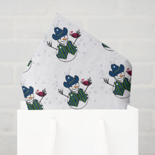 Christmas Snowman With Cowboy Hat Tissue Paper