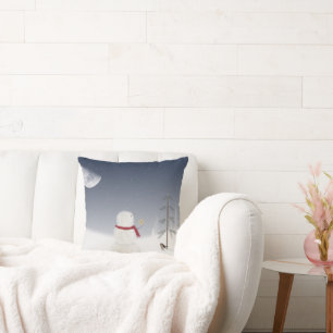 Christmas snowman with gold star cushion