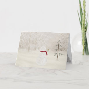 Christmas snowman with gold star holiday card