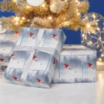 Christmas Snowman With Gold Star Wrapping Paper<br><div class="desc">A cute snowman in snowflakes with bird and a gold star ornament for an old pine tree</div>