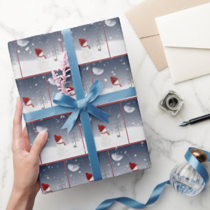 Christmas Snowman With Gold Star Wrapping Paper