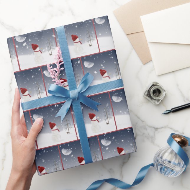 Christmas Snowman With Gold Star Wrapping Paper (Gifting)