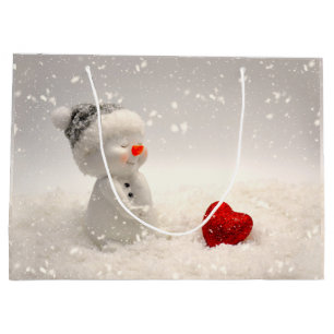Christmas Snowman with Heartwarming Love Large Gift Bag