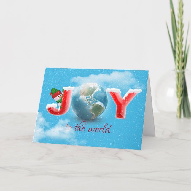 Christmas Snowman With JOY Text Card (Front)