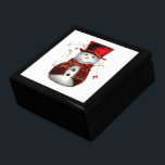 Christmas Snowman with Red Hat Gift Box<br><div class="desc">This Christmas gift box features a cute snowman,  dressed in red and gold surrounded by gold stars.</div>