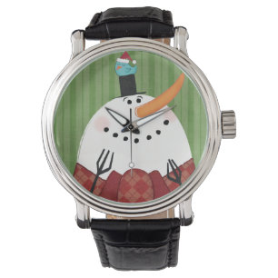 Christmas Snowman with Singing Bird Watch
