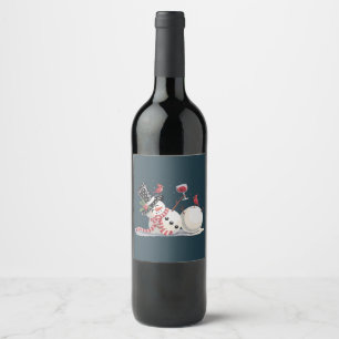 Christmas Snowman With Wine Gift Xmas Drinking Label