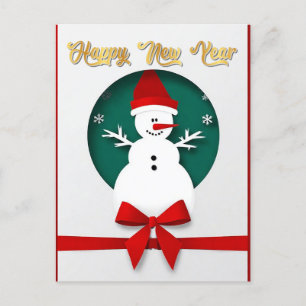 Christmas Snowman with Winter Snowflakes Design Holiday Postcard