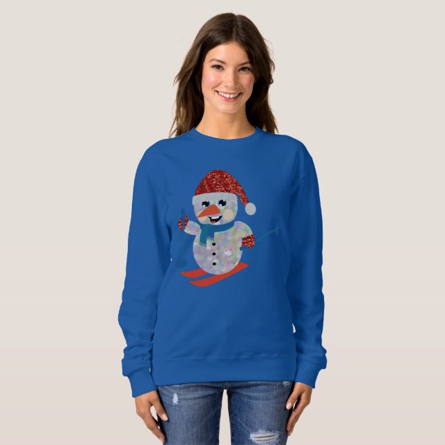christmas snowman womens sweatshirt (Front Full)
