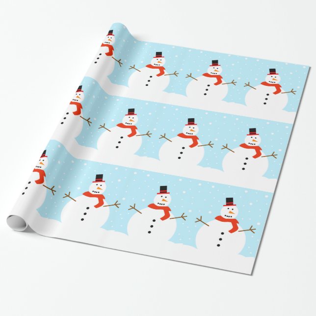 Christmas Snowman Wrapping Paper (Unrolled)
