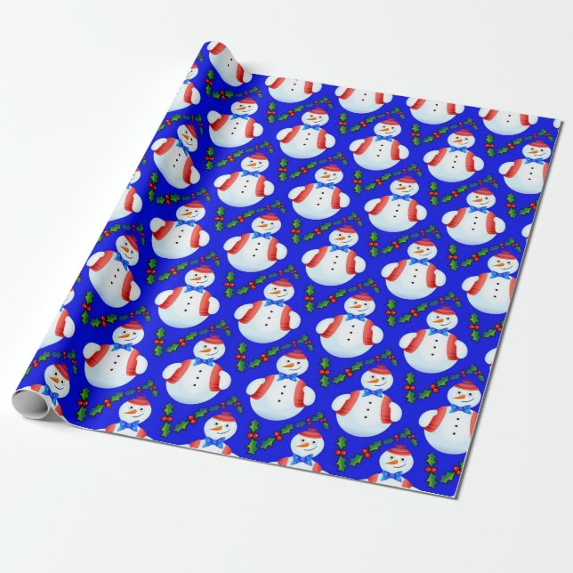 christmas snowman wrapping paper (Unrolled)