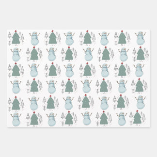 Christmas Snowman Wrapping Paper Sheet