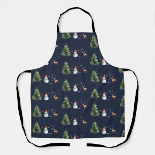 Christmas Snowman Xmas Tree Reindeer Winter Season Apron