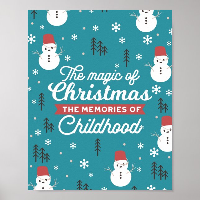 Christmas Snowmen and Cherished Memories Quote Poster (Front)