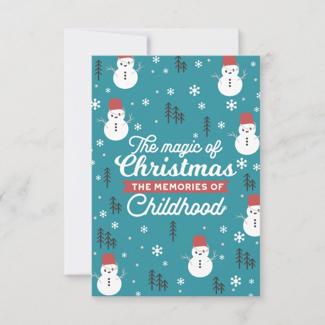 Christmas Snowmen and Cherished Memories Quote Thank You Card (Front)