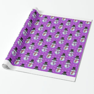 Christmas Snowmen and Snowflakes Wrapping Paper