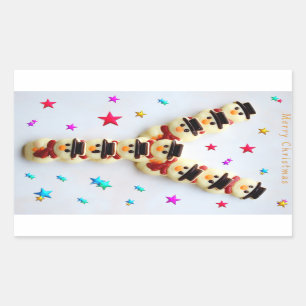 Christmas snowmen chocolate cookies rectangular sticker