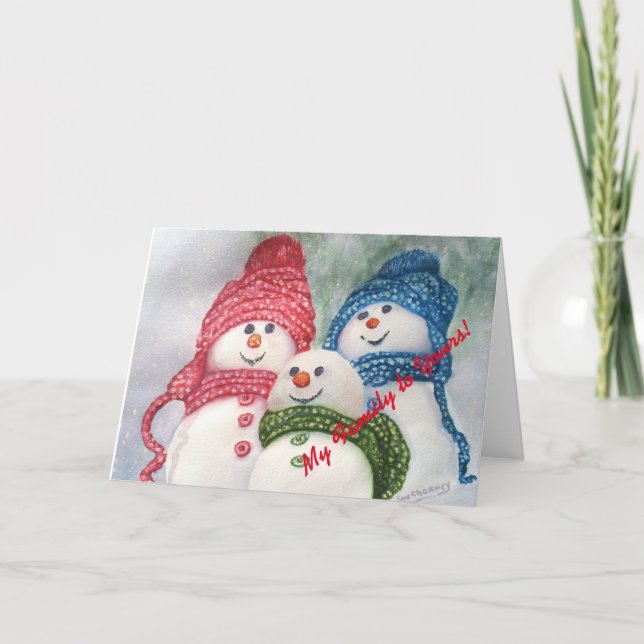 Christmas Snowmen Family Holiday Card (Front)