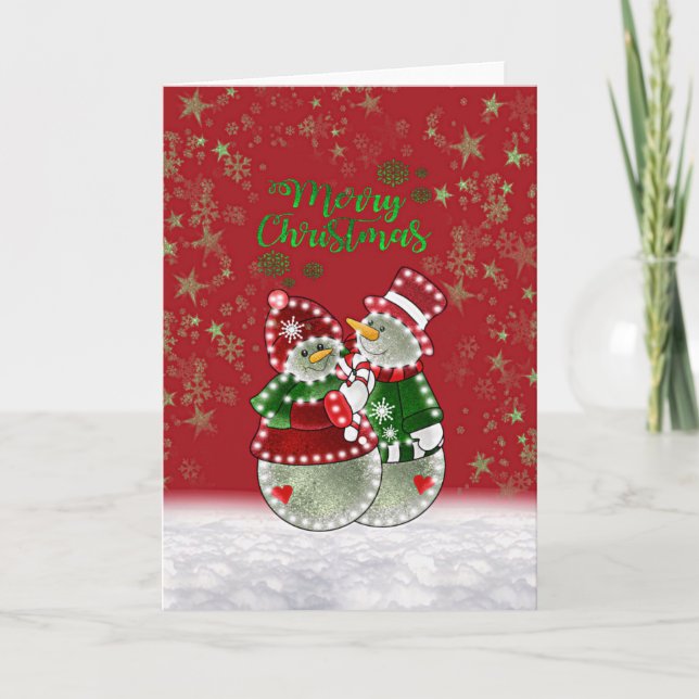 Christmas Snowmen Folded Card (Front)