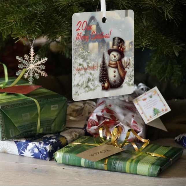  Christmas snowmen house Metal Square Ornament (Creator Uploaded)