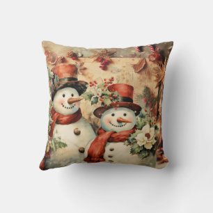 Christmas Snowmen illustration Cushion