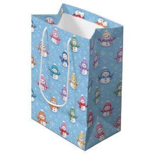 Christmas Snowmen in Snowflakes Medium Gift Bag