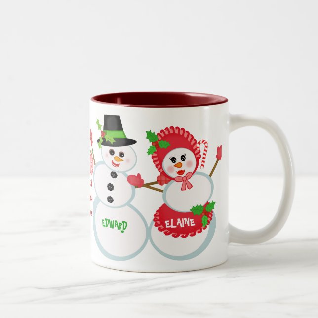 Christmas Snowmen Love Glass Coffee Mug (Right)