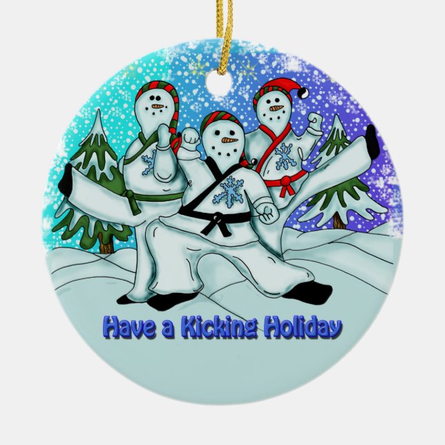 Christmas Snowmen Martial Arts Ornament (Front)