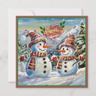 Christmas Snowmen, Merry Christmas, Holiday Card