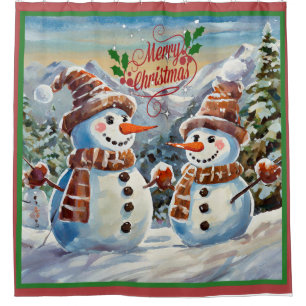 Christmas Snowmen, Merry Christmas, Shower Curtain