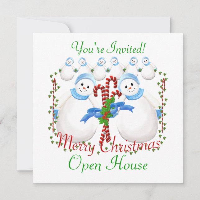 Christmas Snowmen Open House Invitation (Front)