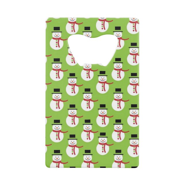 Christmas Snowmen Pattern Credit Card Bottle Opene (Front)