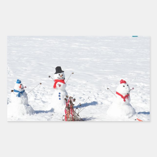 Christmas Snowmen Rectangular Sticker (Front)