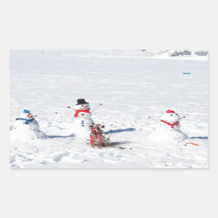 Christmas Snowmen Rectangular Sticker