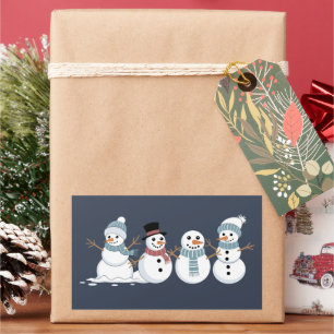 Christmas Snowmen Row Xmas Winter Holiday Season Rectangular Sticker