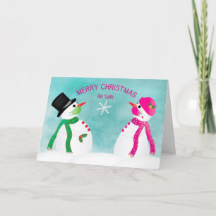 Christmas, Snowmen Social Distancing Covid-19 Card