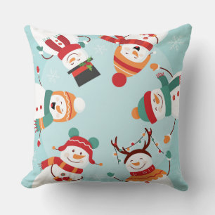 Christmas Snowmen Throw Pillow
