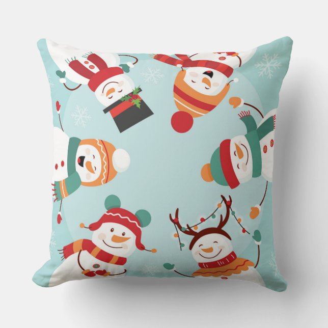 Christmas Snowmen  Throw Pillow (Front)