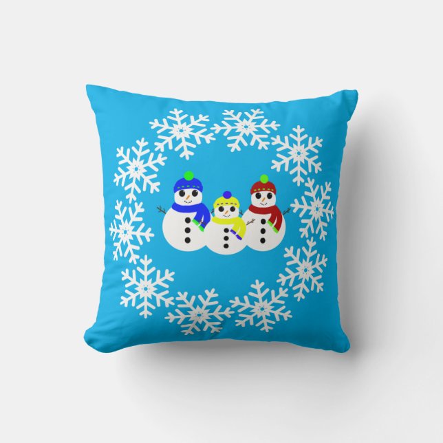 Christmas Snowmen Throw Pillow (Front)