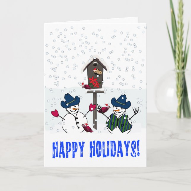 Christmas Snowmen with Cowboy Hats Holiday Card (Front)