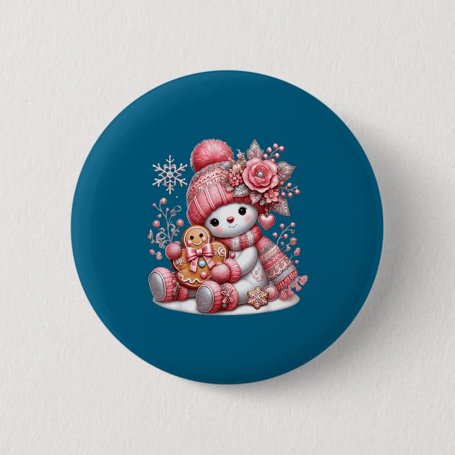 Christmas Snowperson  6 Cm Round Badge (Front)