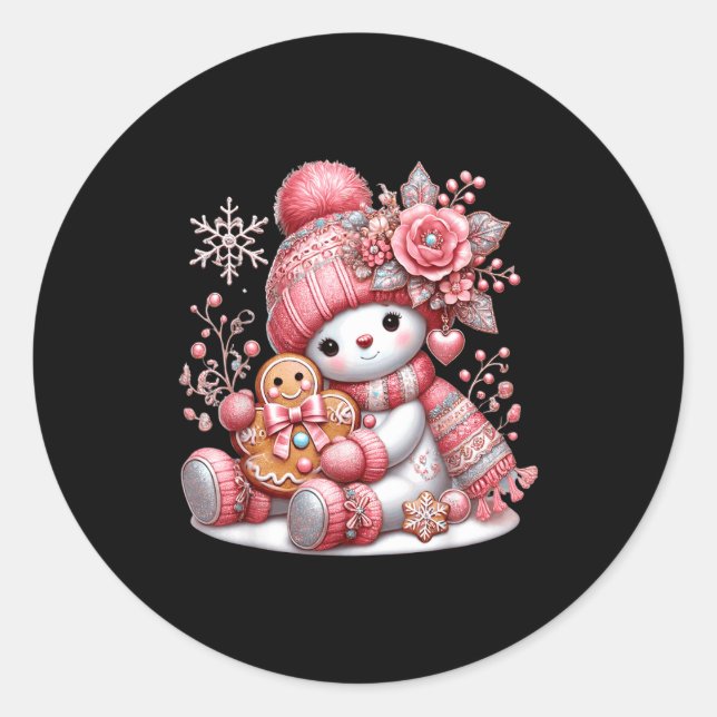 Christmas Snowperson  Classic Round Sticker (Front)