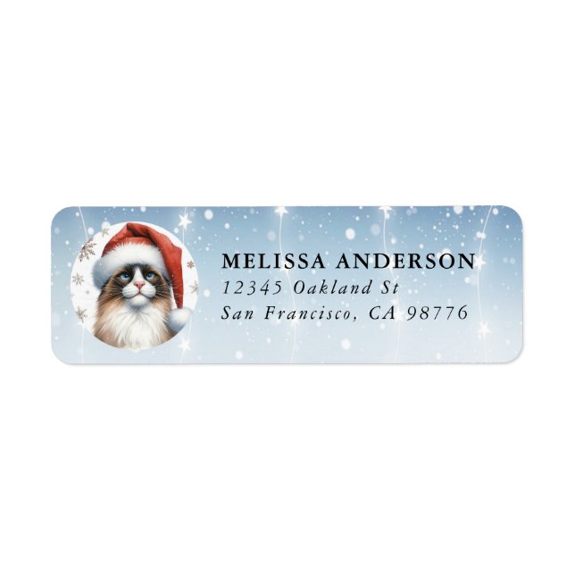 Christmas Snowshoe Cat Return Labels (Front)