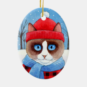 Christmas Snowshow or Ragdoll Cat ornament