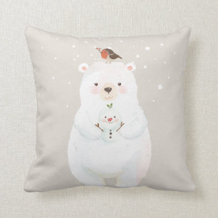 Christmas Snowy Bear Hugs Cushion