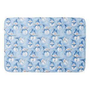 Christmas Snowy Blue Bath Mat