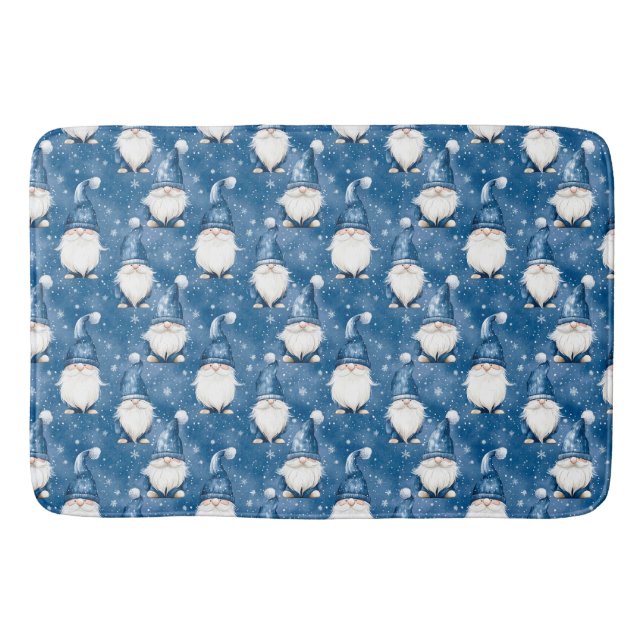 Christmas Snowy Blue Bath Mat (Front)