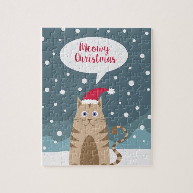 Christmas Snowy Cat Jigsaw Puzzle (Vertical)