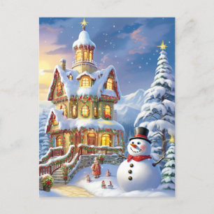 Christmas Snowy House Postcard